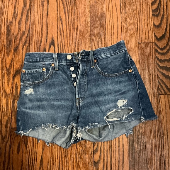 Levi's Pants - Levi's Dark Blue Distressed Jean Shorts